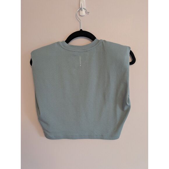 AllSaints Mika Cropped Tank Dusk Blue, Padded Shoulders, 98% Cotton, Size Small - Picture 6 of 6